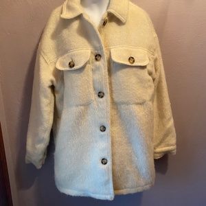 NWT Universal Thread Shacket SZ XS white wooly-like fabric oversized